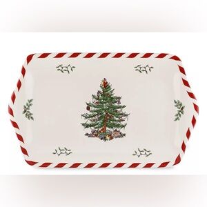 Spode Christmas Tree Rectangular Platter - Red and Green